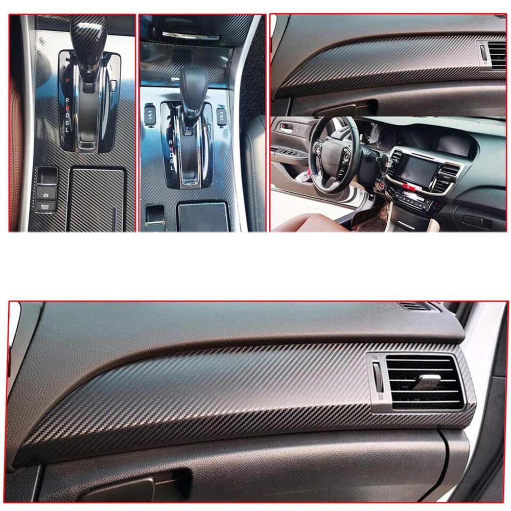 5D Carbon Fiber Look Interior Accessories Whole Kit Cover For Honda Accord 2013-2017