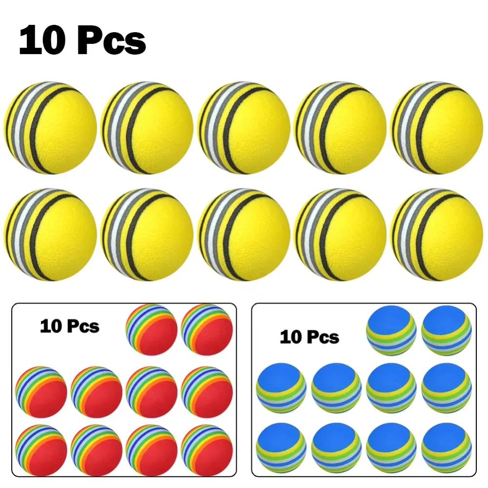 10pcs Golf Swing Training Foam Balls Rainbow Sponge Soft Practice Balls Flexible Indoor Golf Swing Training Aid Accessory