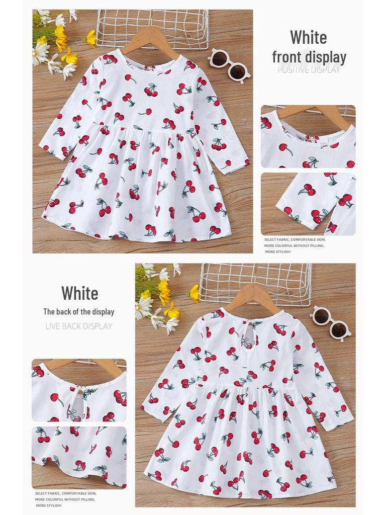 Korean Princess Long-Sleeve Floral Dress for Girls - Spring & Autumn Collection