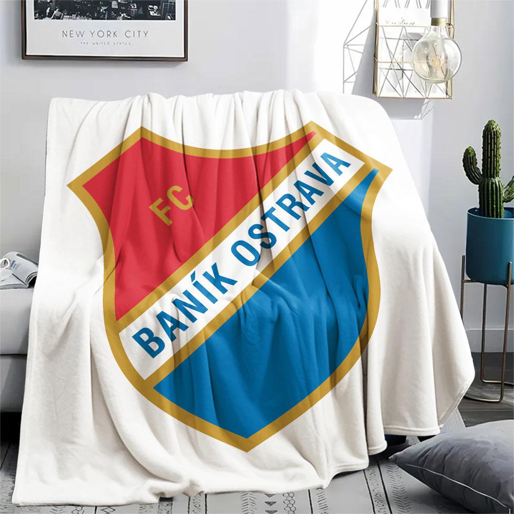 Coperta in Flanella Stampata Banik Ostrava FC, morbida coperta per camera da letto divano, lavabile, merchandising per tifosi di calcio, ottimo regalo.