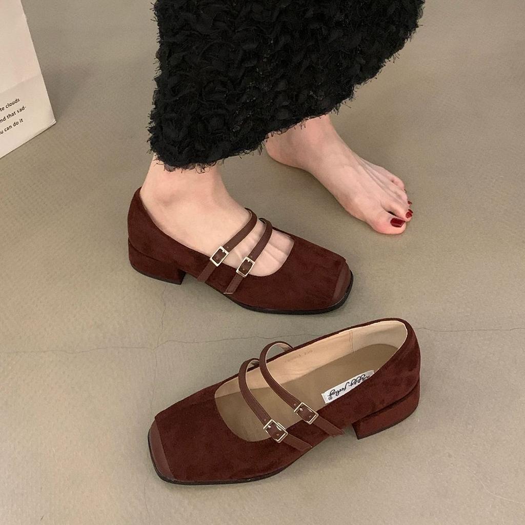 Bailamos New Brand Women Flat Sheos Fashion Shallow Slip On Shoes Square Low Heel Dress Shoes Casual Laofer Mujer