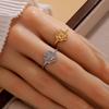 Stainless Steel Cute Rose Flower Open Ring with 3D Carved Design
