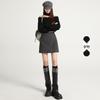 2026 Autumn/Winter Women's High-Waisted Retro Polka Dot Woolen Mini Skirt - Trendy & Slimming Design