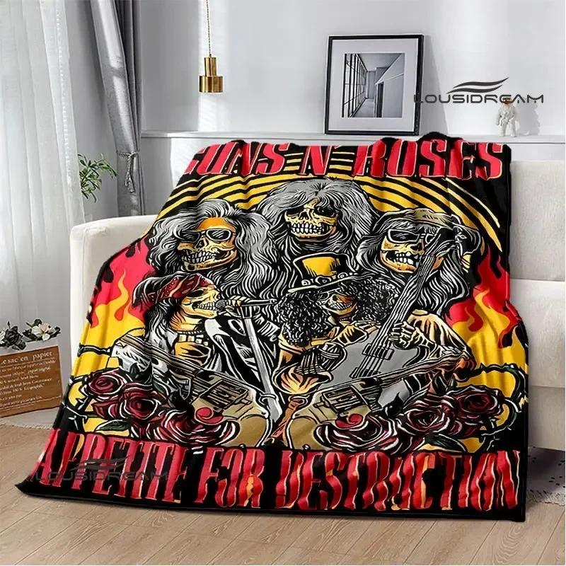 Guns n'roses band retro printed blankets Flannel Warm Blanket Soft Comfort Blanket Home Travel Blankets Bedding birthday gift