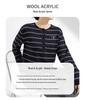 Women's Long Sleeve Merino Wool Striped Base Layer T-shirt, Autumn/Winter Outerwear or Innerwear, Cardigan Top.