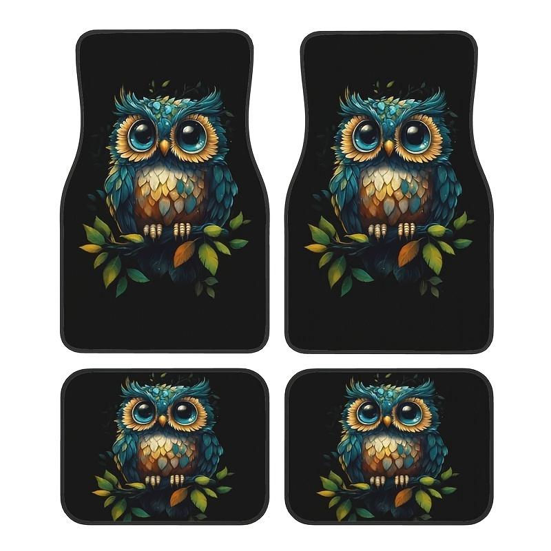 4pcs Premium Owl Print Car Floor Mats - Durable, Non-Slip And Easy to Clean Polyester, Fits All Car Interior Accessories, Fits Suvs And Trucks