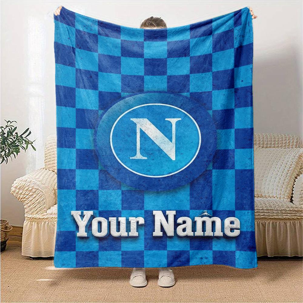 Name Custom SSC Napoli Logo Print Flannel Blanket High Quality Warm Comfortable Cover for All Seasons Perfect for Gifts Home Decor