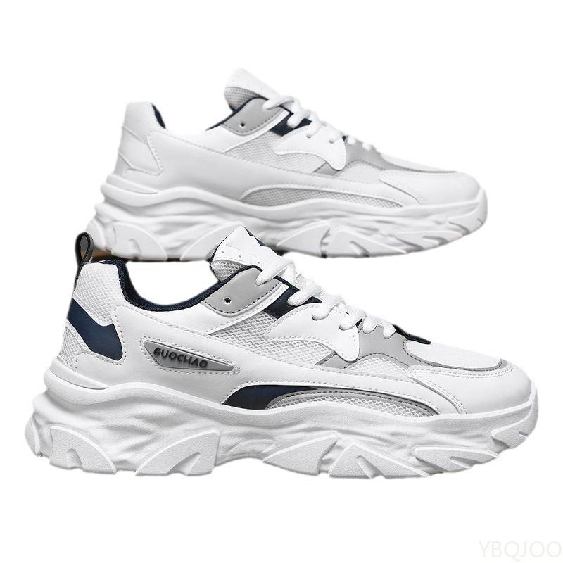 Men's Mesh Breathable Casual Thick soled shoes Fashionable versatile Lace Up Platform Sneakers Comfortable Running Shoes