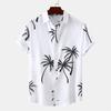 Men's Summer New Loose Print Short Sleeve Shirt Cardigan Beach Shirt