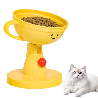 Adjustable Elevated Cat Bowl 60-Degree 5 Height Settings Tilted Small Dog Feeder Raised Food Bowl Cute