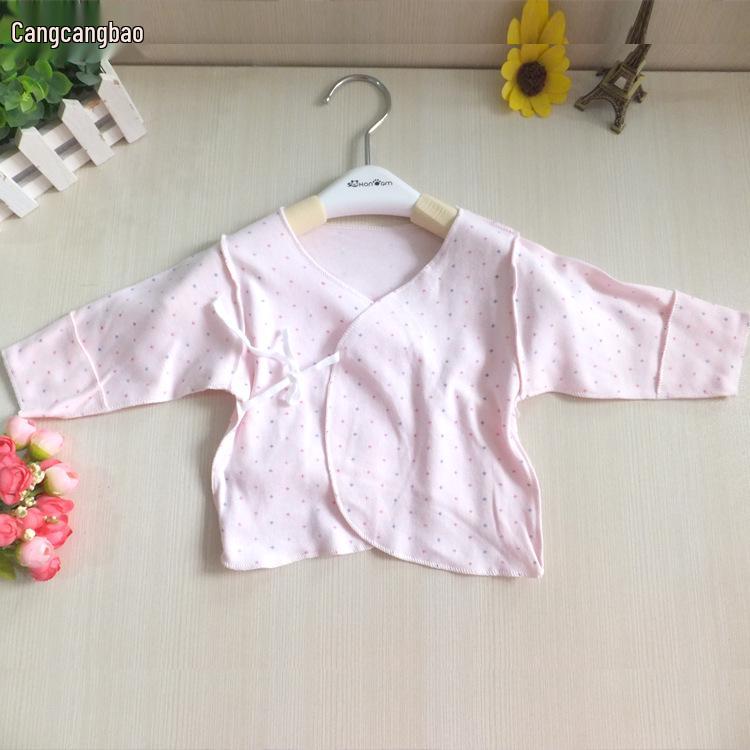 

S1101 Хлопковая теплая рубашка для новорожденных - Рукава по косой, Дизайн «Монах» с полуспинкой Suitable for 0-3 Months Baby