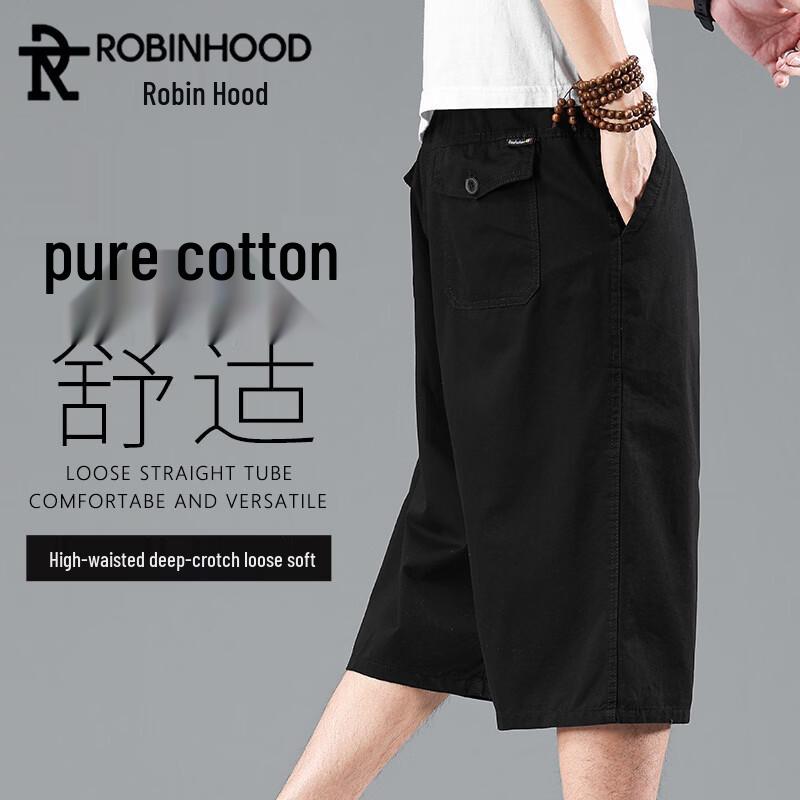 ROBINHOOD Men s Pure Cotton Casual Straight Shorts XL чёрный
