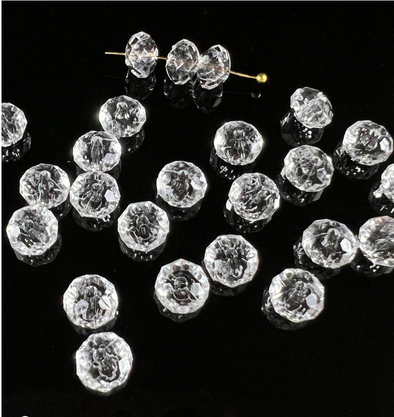 Faceted Acrylic Crystal Transparent Flat Beads for DIY Hairpins and Headwear