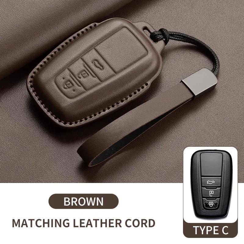 New Leather Car Remote Key Case Cover Shell for Toyota Prius Camry Corolla Avalon CHR RAV4 Land Cruiser Prado Keyless Key Fob
