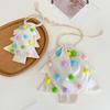 Christmas Tree Hanging Ornaments Drawstring Gift Bag, Plush Pom Bell Small Trinket Bags with Ornament, Reusable Candy Pouch Decor for Holiday