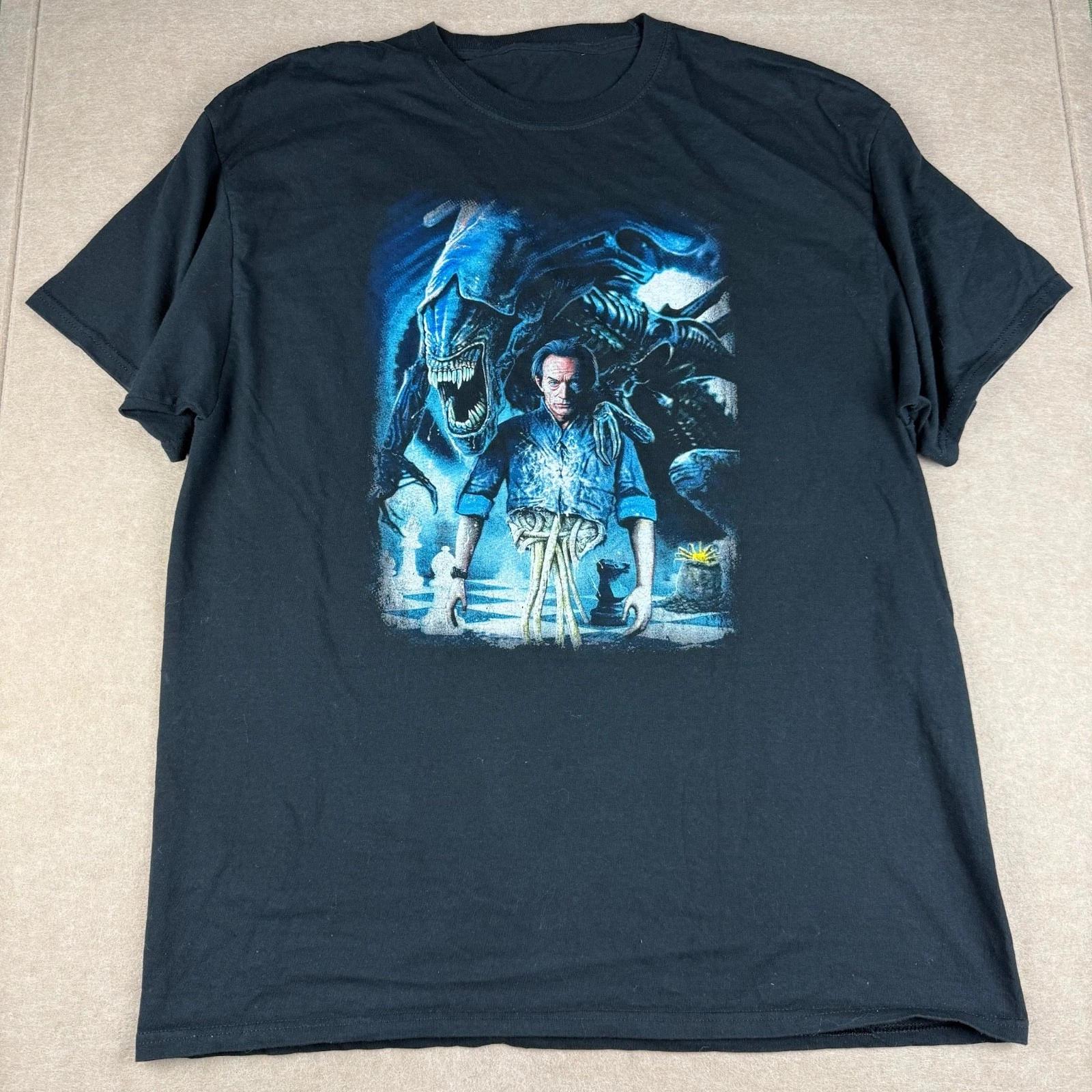 Y2K Alien Movie Shirt Mens L Black Sci-Fi Horror Xenomorph Ripley Graphic Tee S