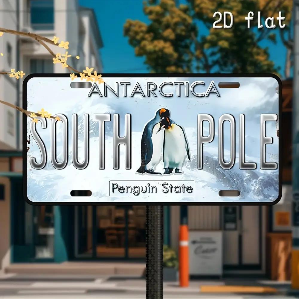 

D Flat x cm Vintage Antarctica South Pole Metal Wall Decor Antarctic Landscape with Penguins Snowy Ice 15x30cm(5.9x7.8inch)