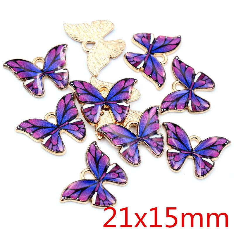 10pcs 21x15mm 19x16mm Colorful Butterfly Charms Pendant Enamel Metal Charms Necklace Bracelet DIY Jewelry Making Accessories