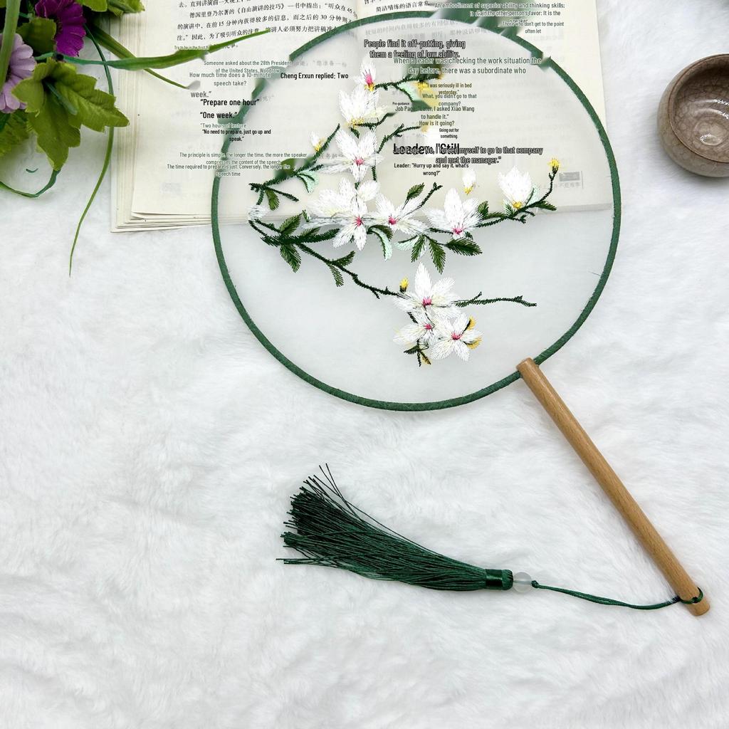 Ancient Style Single-Sided Suzhou Embroidery Dance Fan
