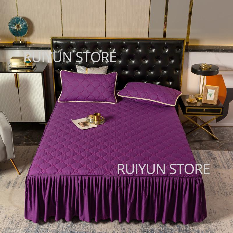 Einfarbig Verdicken Bett Rock Nicht-slip Matratze Abdeckung Protecor Couvre Lit Bettdecke Bettlaken Hause Schlafzimmer Bett Rock Bett Abdeckung