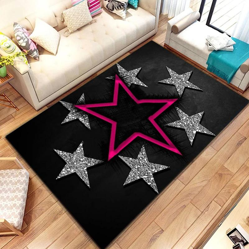Five-pointed Star Carpet Pentagon Geometric Rug for Bedroom Dinning Dorm Living Room Home Decorative Doormat Non-slip Floor Mat
