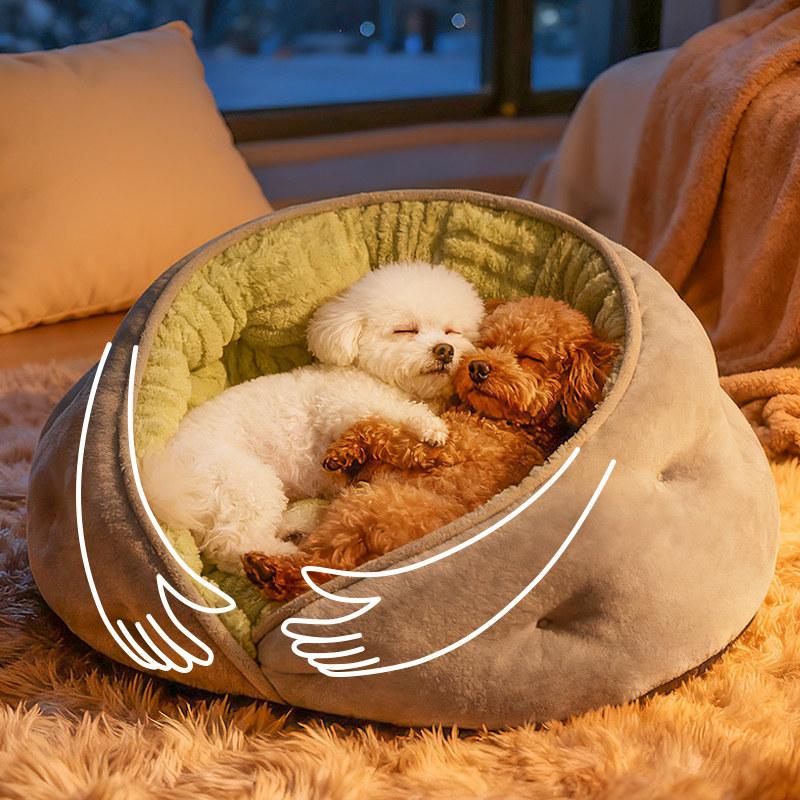 Warm Plush Dog Bed for Small Dogs Thickened Teddy Puppy Cave House Bed Comfortable All Season