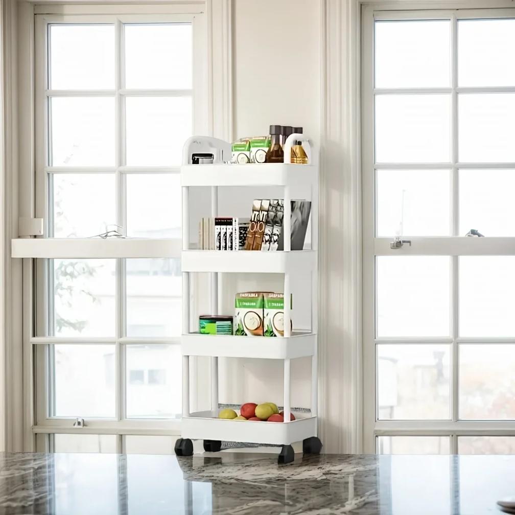 2025 Multifunctional Three-Layer Practical Rolling Cart with Reinforced Handle for Kitchen Bathroom Craft Room Nursery