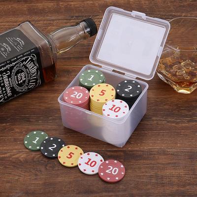 Boxed Set: 100 Plastic Baccarat Mahjong Poker Machine Tokens