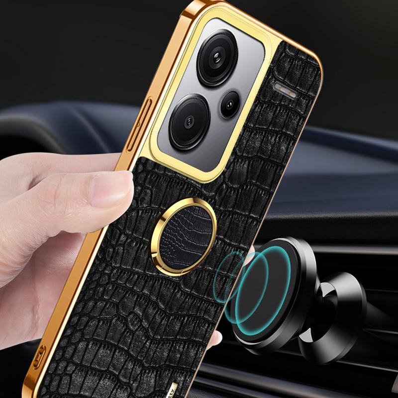 For Xiaomi Redmi Note 13 Pro+ 5G Case 6D Electroplating Ring Kickstand Anti-drop Cell Phone Cover