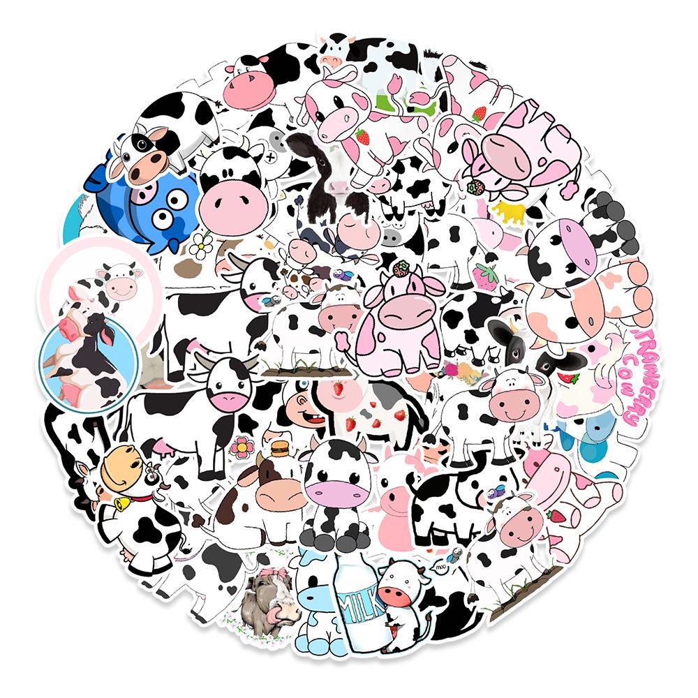 Cartoon Cute Cow Stickers: 50 Sheets for Decorating Refrigerators, Computers, Phones, and Water Cups