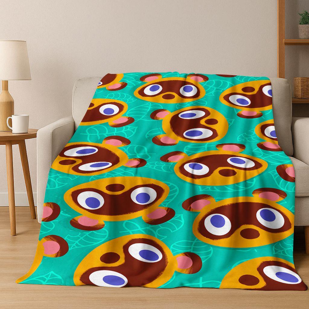 Game Animal Crossing Wild World Cartoon Flannel Blanket,Cozy Soft Throw Blanket for Home Bedroom Bed Sofa Picnic Cover Gift Kids