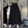 Women Winter Elegant Corduroy Long Big Swing A-line Skirts Loose Elastic Waist Skirt