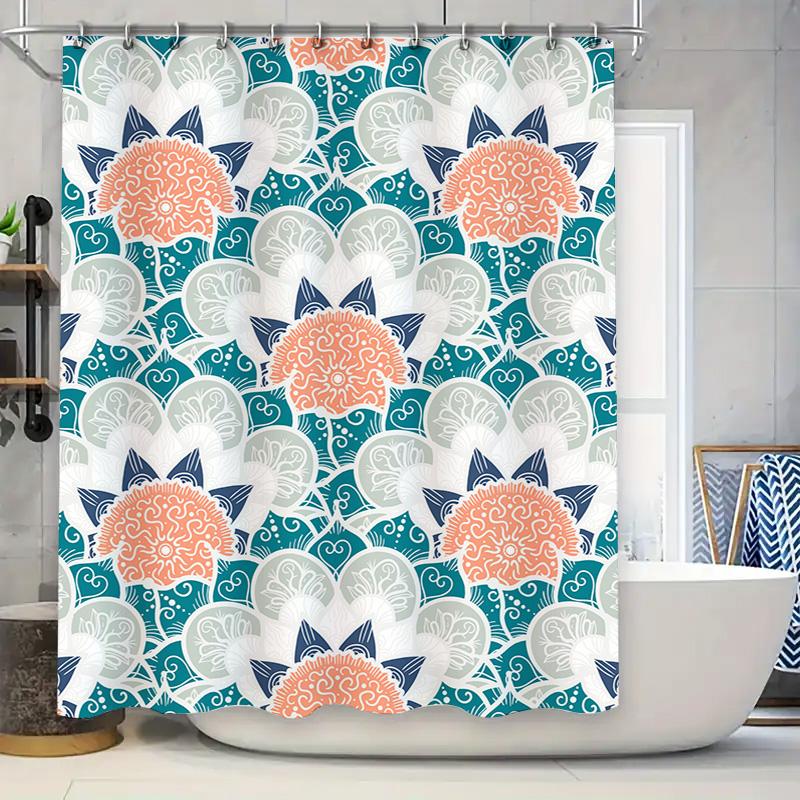 

Bathroom Decor Shower Curtain Waterproof Printed Floral Pattern Tassel Bath Accessories Decoration Set Home Improvement W60H190(CM)-1 Pcs