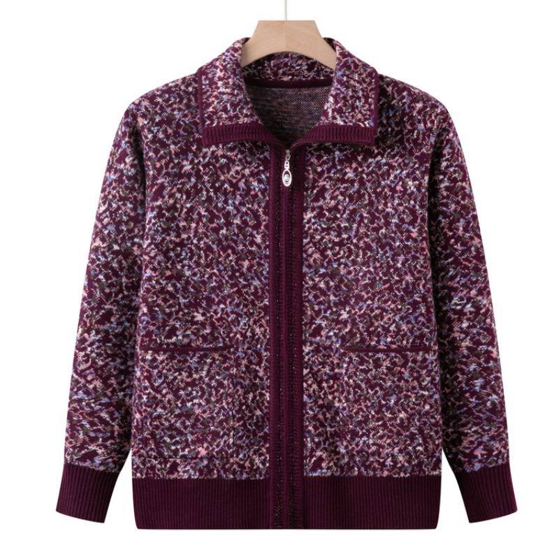 New mother's high-end knitted sweater jacket women's fashion women's sweater grandma cardigan