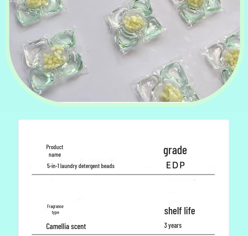 Camellia 5-in-1 Laundry Pods: Long-Lasting Scent, Powerful Stain Removal, Perfume-Infused Detergent Balls