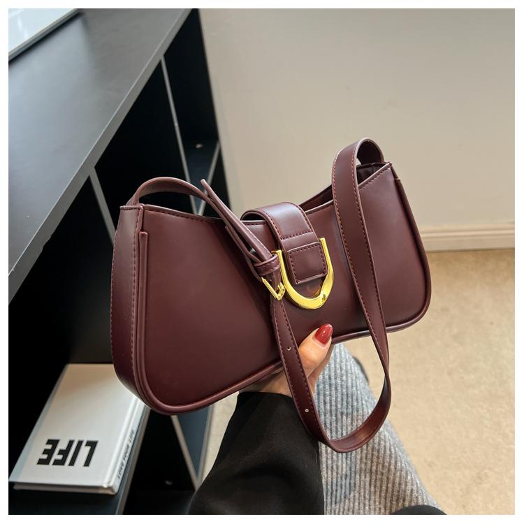 Women's PU Leather Underarm Shoulder Bag Simple Solid Color Zipper Design Crossbody Bag Lady Daily Work Handbags and Purses