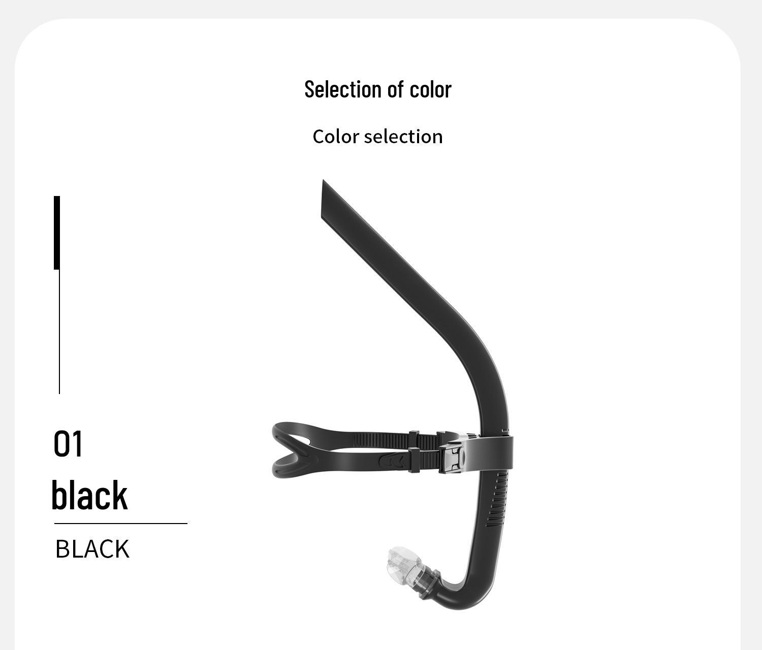 

Регульований силіконовий сноркель для плавання в стилі фрістайл та тренувань для дорослих та дітей чорний