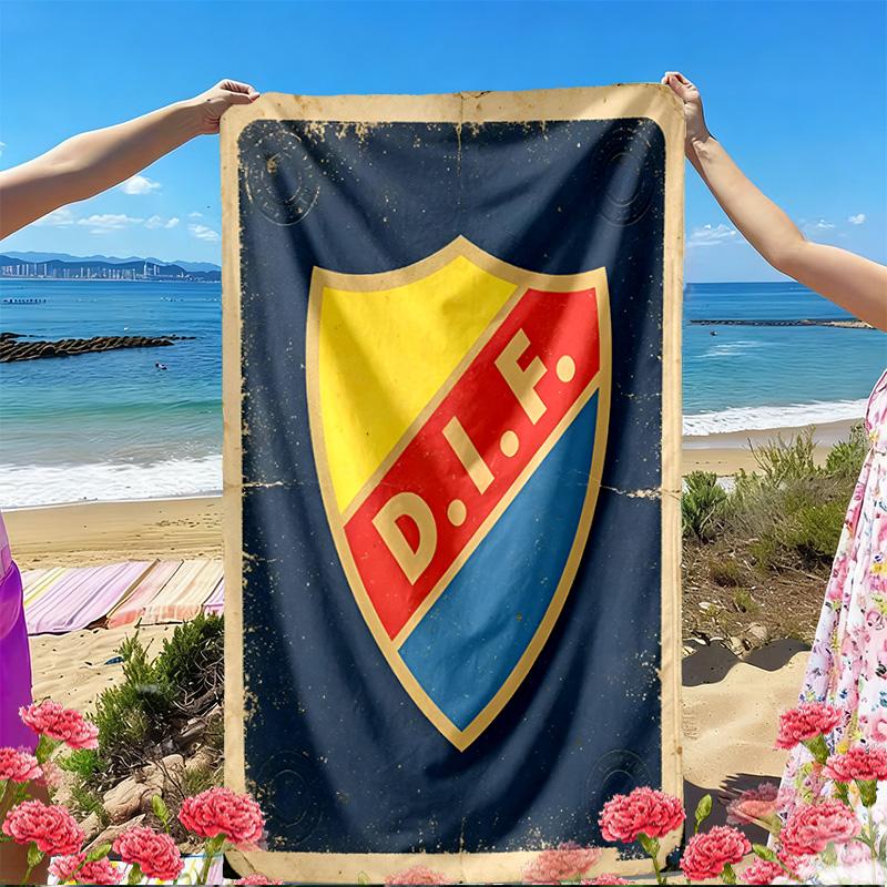 Djurgardens IF Print Beach Towel, Versatile Lightweight Absorbent Beach Towel for Pool Surf Yoga Bathroom, Perfect Birthday Holiday Gift