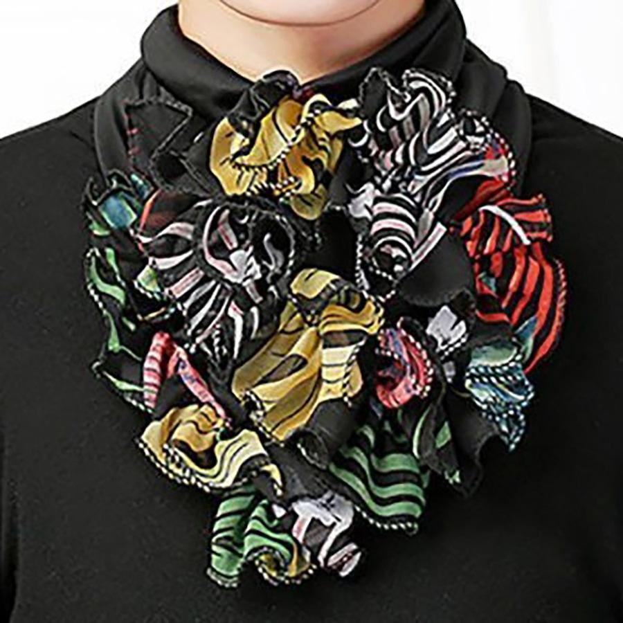 Charming Floral Print Chiffon Ruffle Collar Scarf - Elegant Detachable Neck Gaiter for Womens Fashionable Warmth