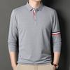 Nuova Polo da Uomo Primavera e Autunno T-shirt a Maniche Lunghe da Uomo Revers Semplice Business Gioventù Ampia Taglia Grande Abbigliamento da Papà
