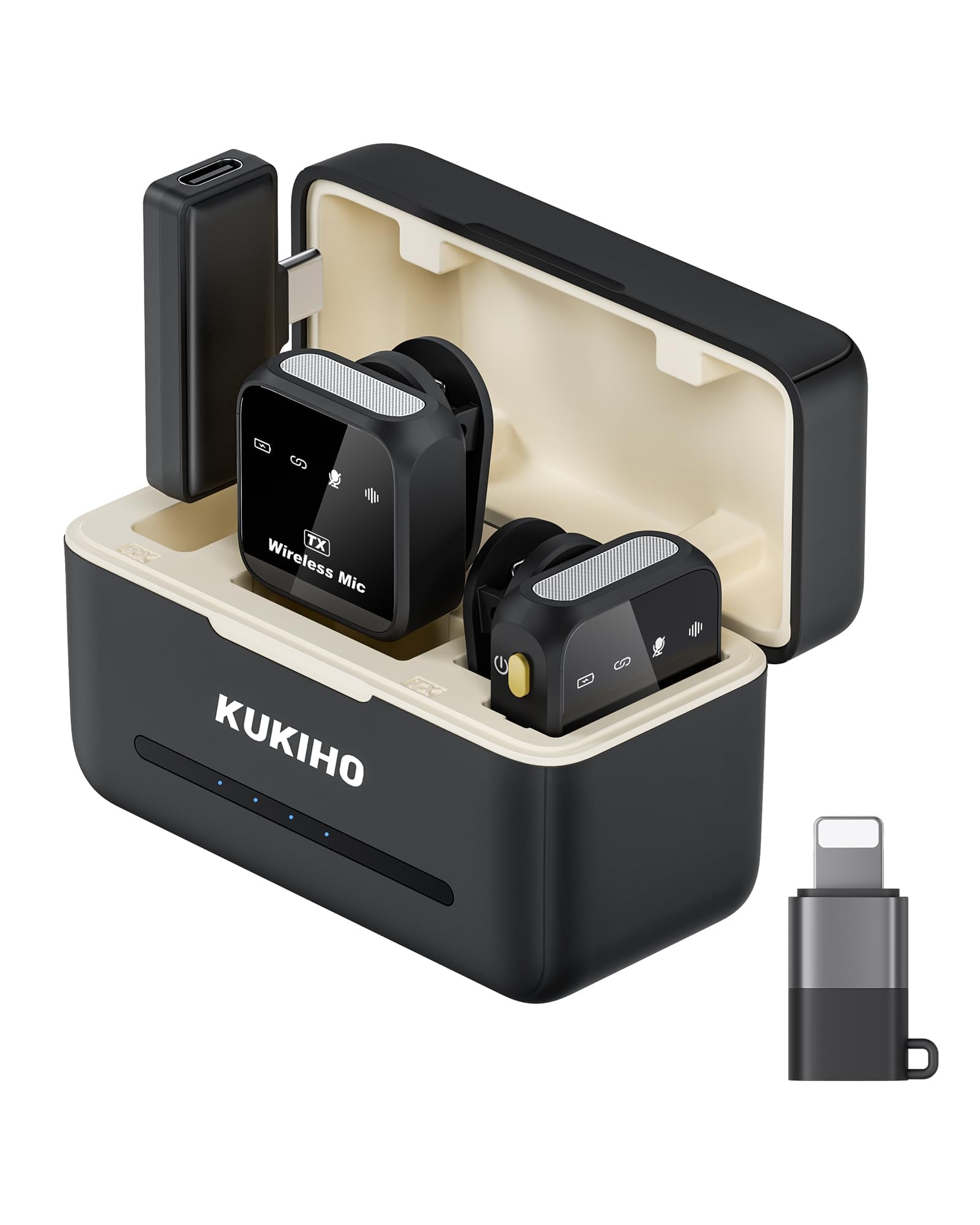 

KUKIHO Lavalier Microphone New Wireless Microphone Compatible with iPhone 17 and All and Android Compact Microphone with Battery DSP Noise чорний