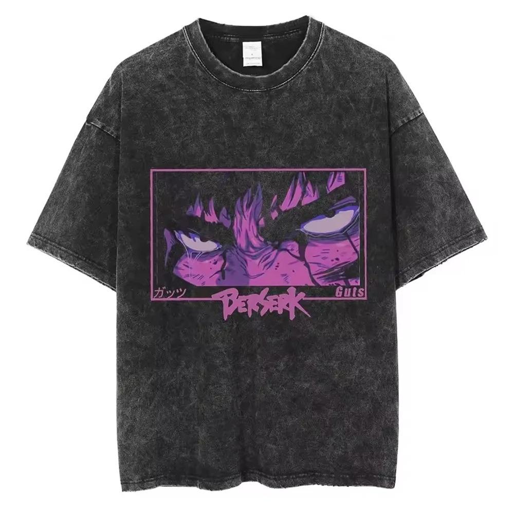 Washed Berserk Vintage Japan Anime New Arrival Mens Women Clothe Tee Shirt Homme Graphic T-Shirts Men  WomenTshirt for Men Women Ropa Hombre