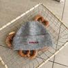 Letter Embroidered Wool Knitted Hat Women's Big Head Circumference Shows the Face Small Headgear Autumn and Winter New Warm and Cold Hat