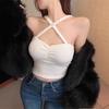 Pure Desire One-word Shoulder Neck Sling Vest Women's Summer Unique Diamond-encrusted Sleeveless Design Sexy Inner Top