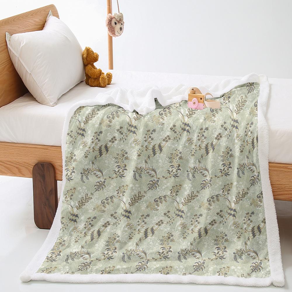 Fan Pattern 2D Digital Printing Thickened Lamb Wool Crystal Fleece Blanket Blanket