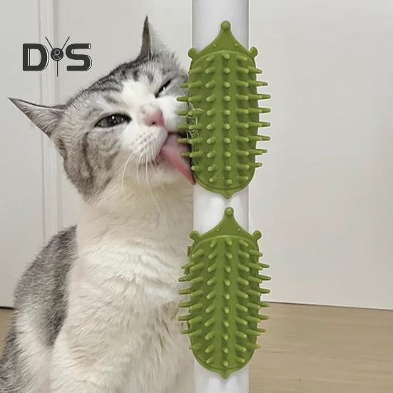 1/2Pcs Multifunctional Cat Self-Care Brush with Adjustable Strap Table Leg Mount Kitten Self Grooming Brush Soft Bristles Pet Scratcher Massage Comb