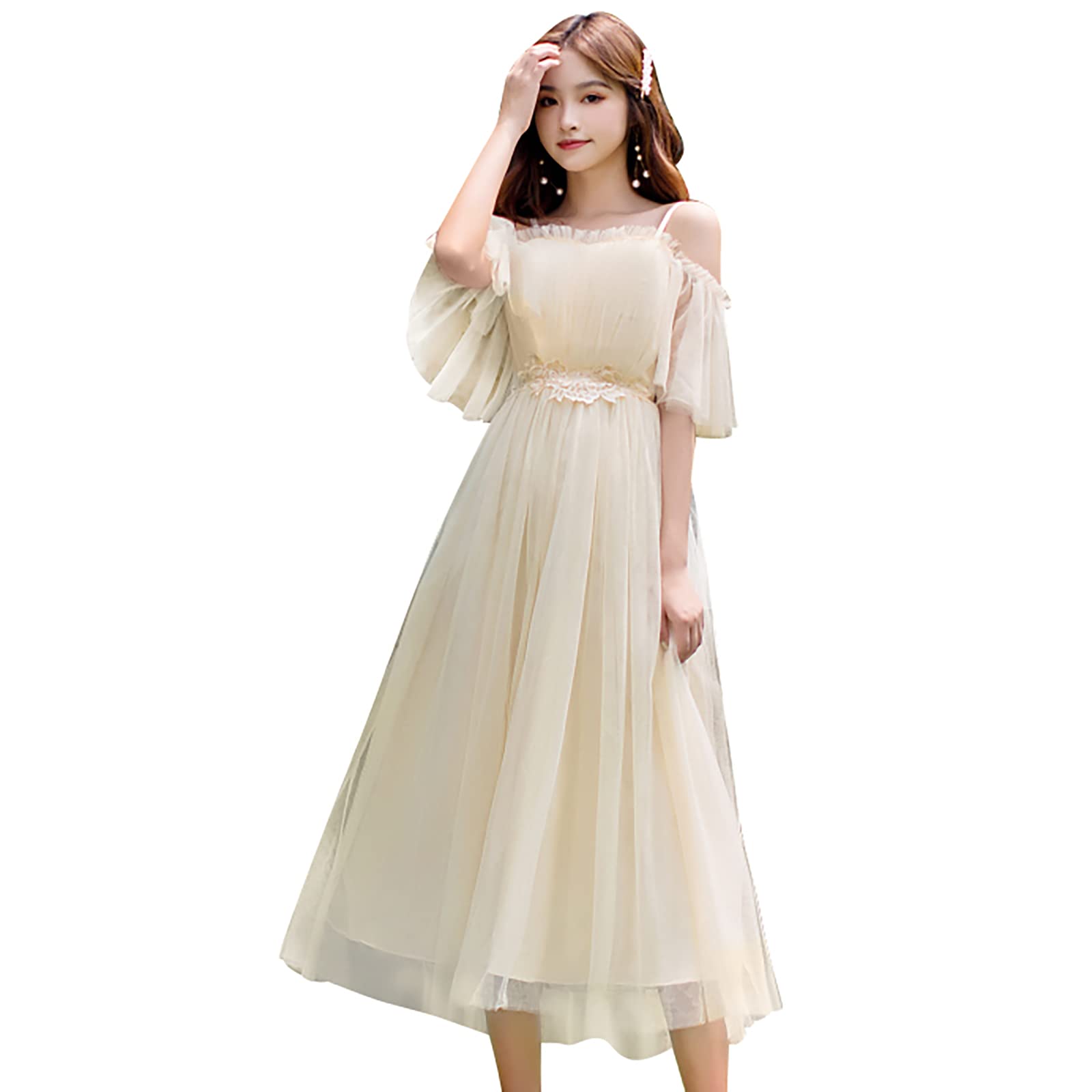 

FEISEDY Party Dress, Lace Long Dress with Sleeves, Perfect for Graduation Parties, Recitals, and Concerts, A8013