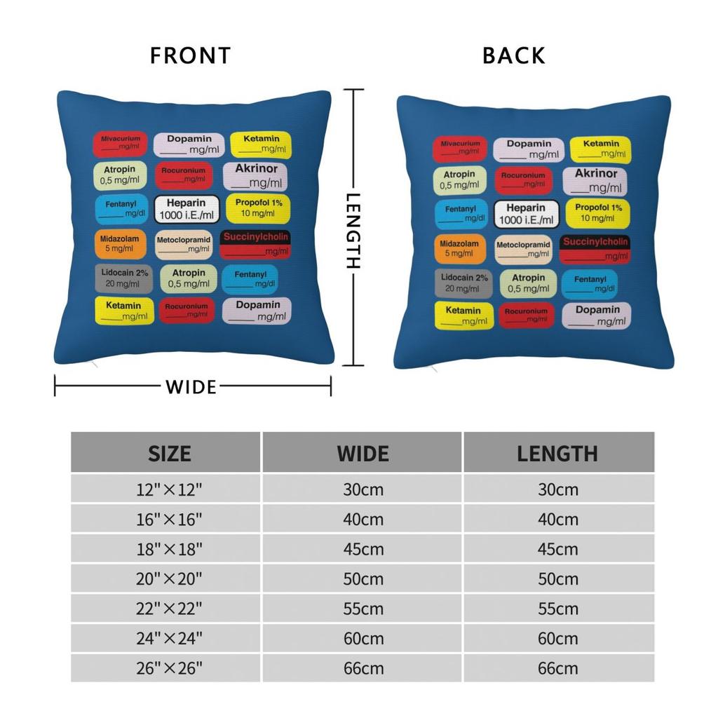 Anesthesia Medication Square Pillowcase Pillow Cover Cushion Throw Pillow for Home Bedroom Car