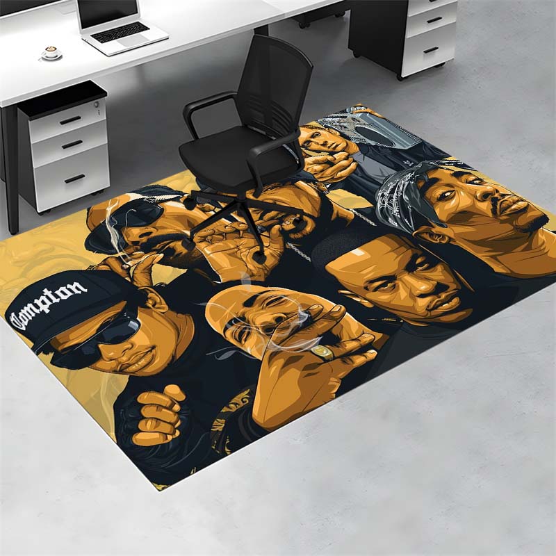 Hip‑hop Rap Music Artist Group Portrait Print Area Rug Non‑Slip Rectangular Floor Mat Music Fan Home Decor