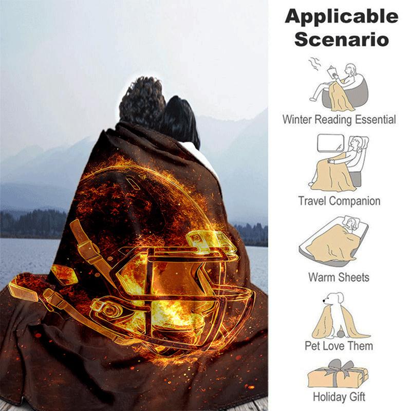 1pc Flame Helmet Printing Lightweight Flannel Blanket, Comfortable and Warm Blanket,  Sofa Bed and Couch Office, Suitable for Gift Blankets